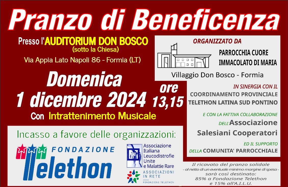 Formia / Pranzo di beneficenza per Telethon, tutto pronto per la dodicesima edizione