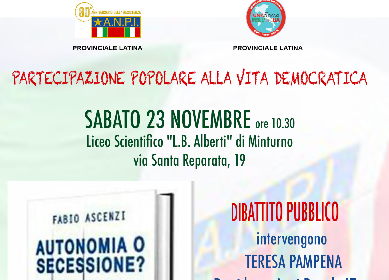 Autonomia differenziata, Anpi Provinciale Latina dà appuntamento a Minturno, Pontinia e Roccagorga