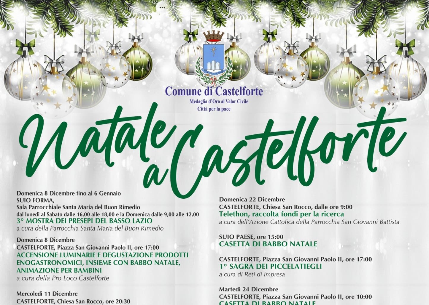 Castelforte / Tutto il programma dei festeggiamenti da Natale all’Epifania