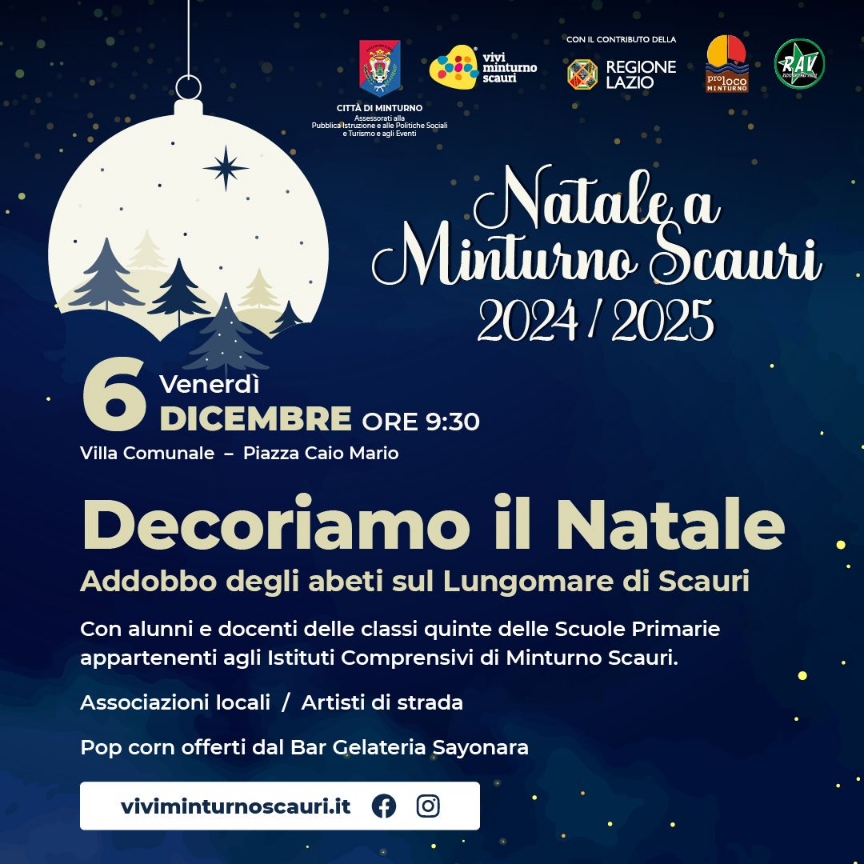 Minturno / Entra nel vivo il calendario di appuntamenti “Natale a Minturno Scauri”