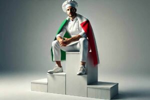 Chef con bandiera italiana sul podio