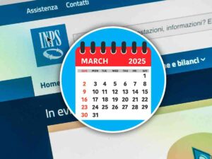 Sito web dell'INPS e calendario di marzo