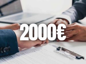 scritta 2000€ sullo sfondo due mani si sfiorano