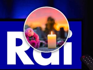 Candela per lutto e logo Rai